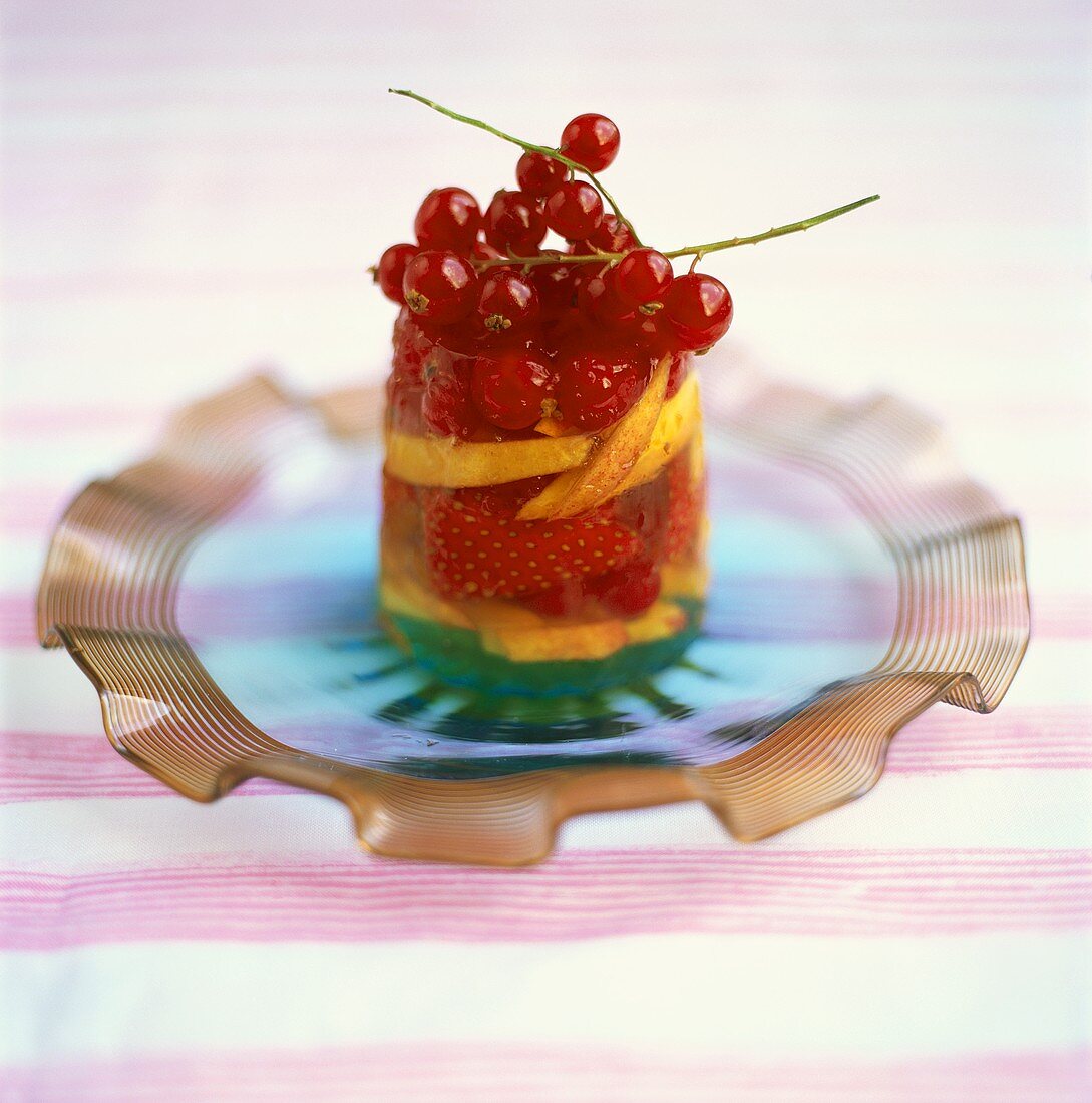 Berries and nectarines in jelly