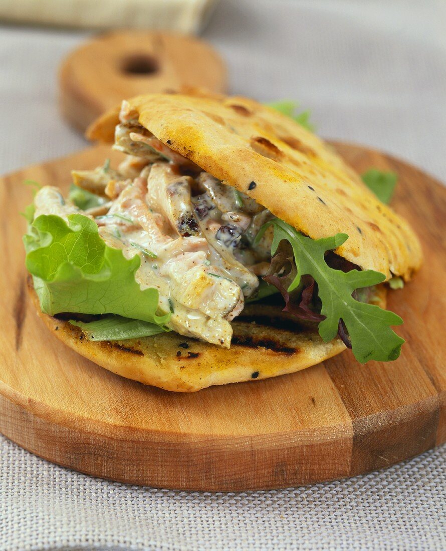 Pita bread filled with chicken salad