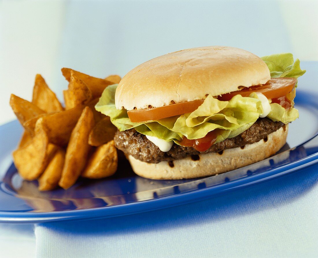 Hamburger mit Potatoe wedges