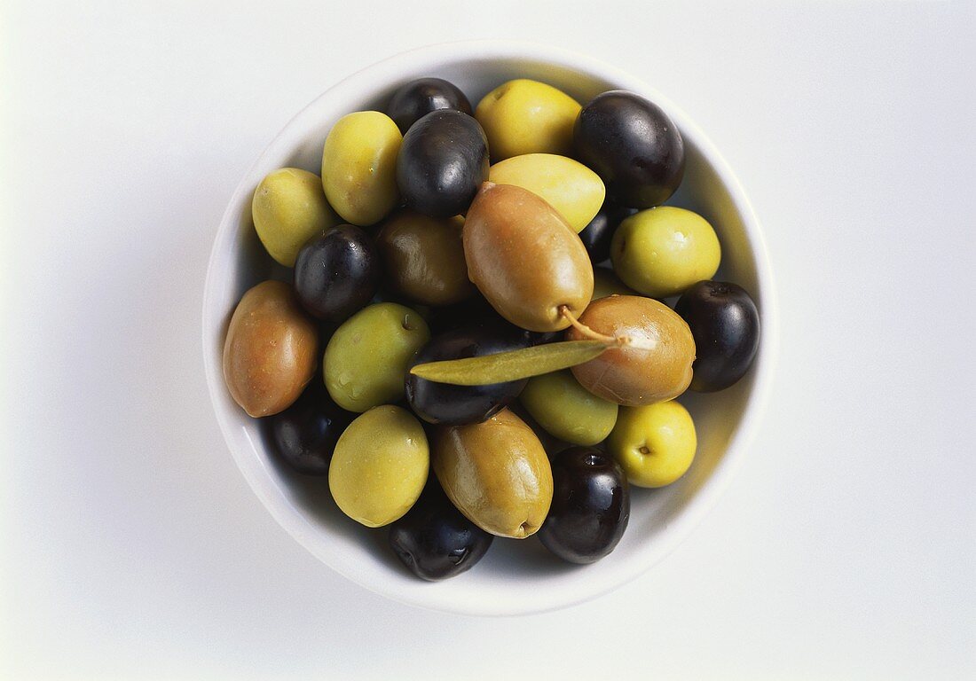 Small bowl of pickled olives