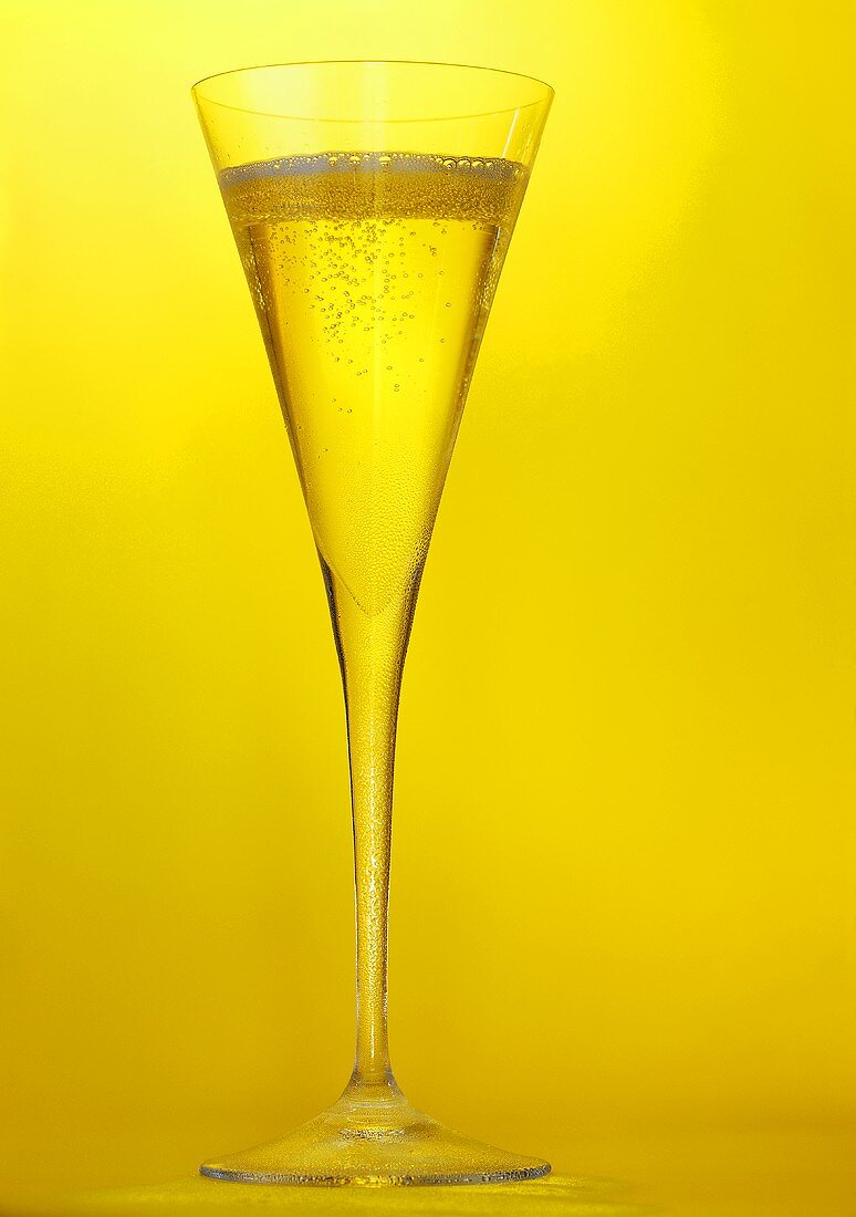Champagne flute of sparkling wine