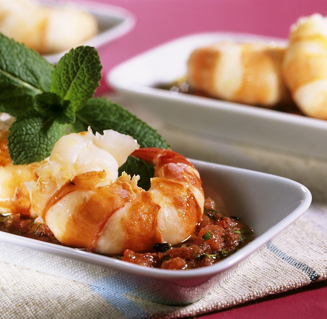 Spicy shrimps on tomato sauce