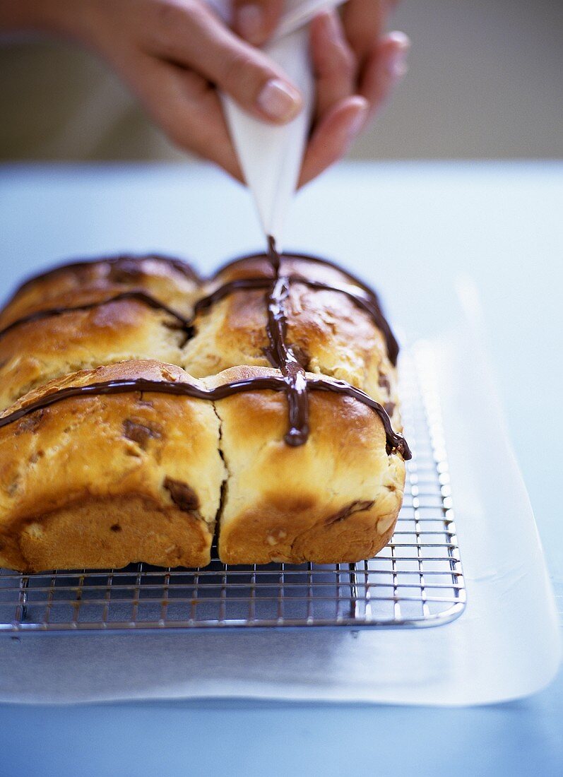 Hot cross buns with chocolate (Easter speciality, UK)