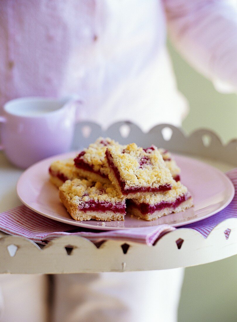 Cherry and apple crumble cake