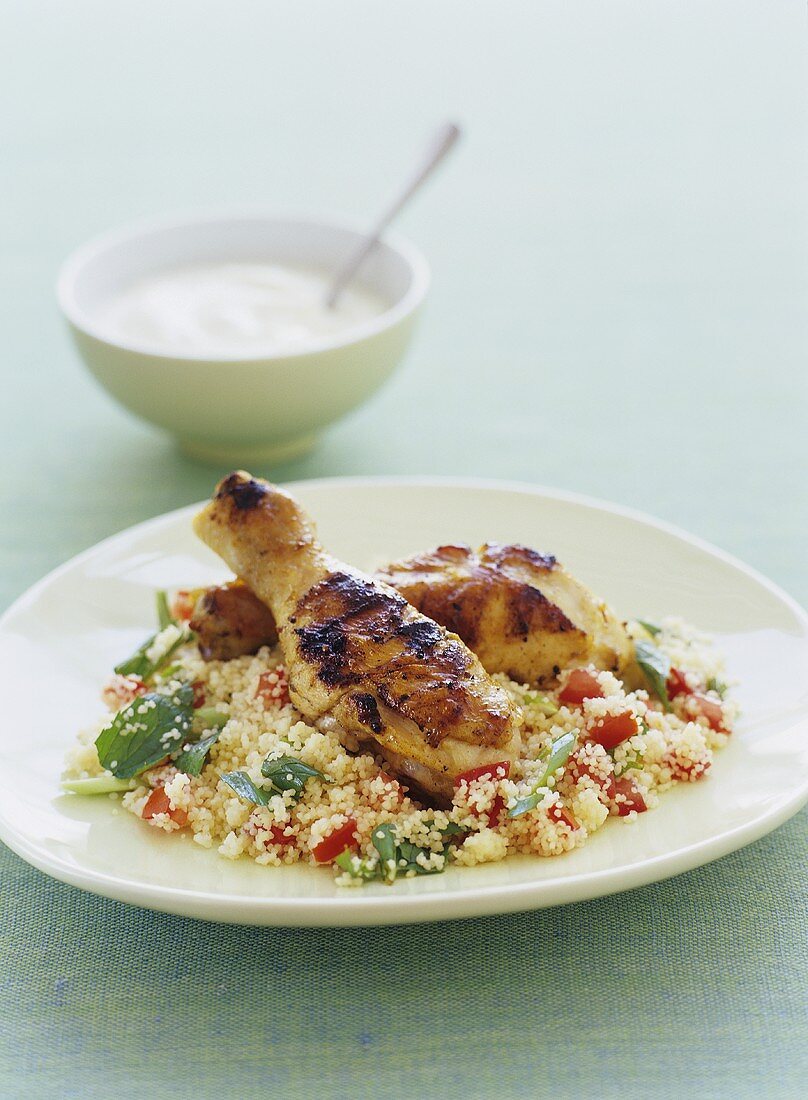 Chicken thighs on couscous