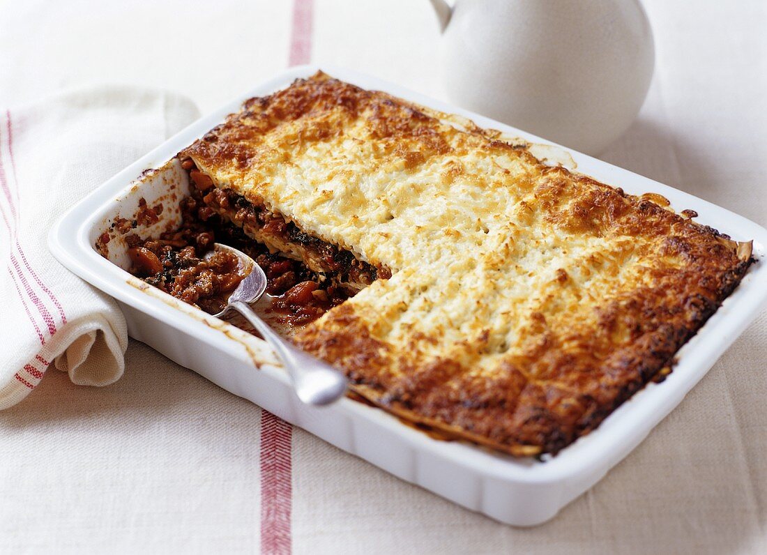 Lasagne in baking dish