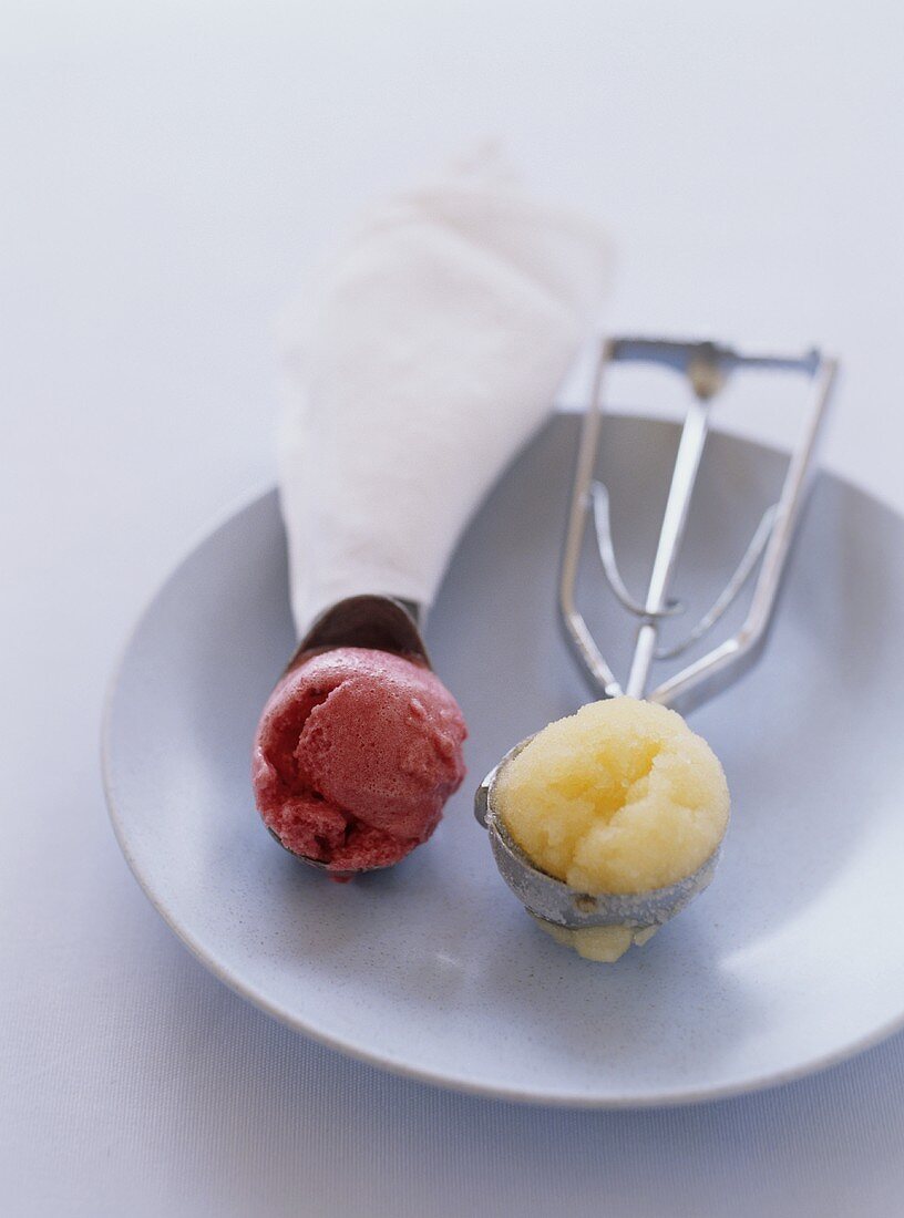 Pflaumensorbet und Aprikosensorbet