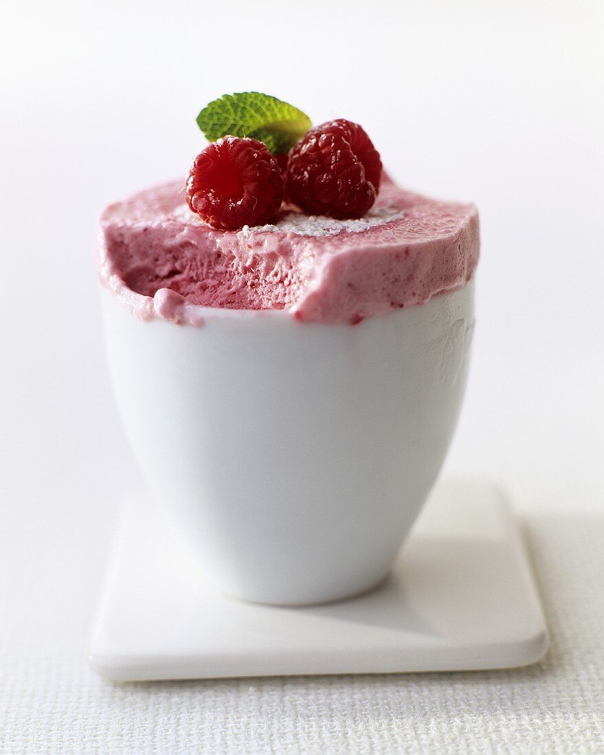 Raspberry ice cream soufflé