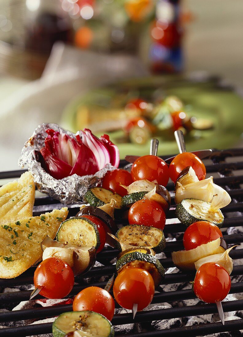 Vegetable kebabs on the barbecue