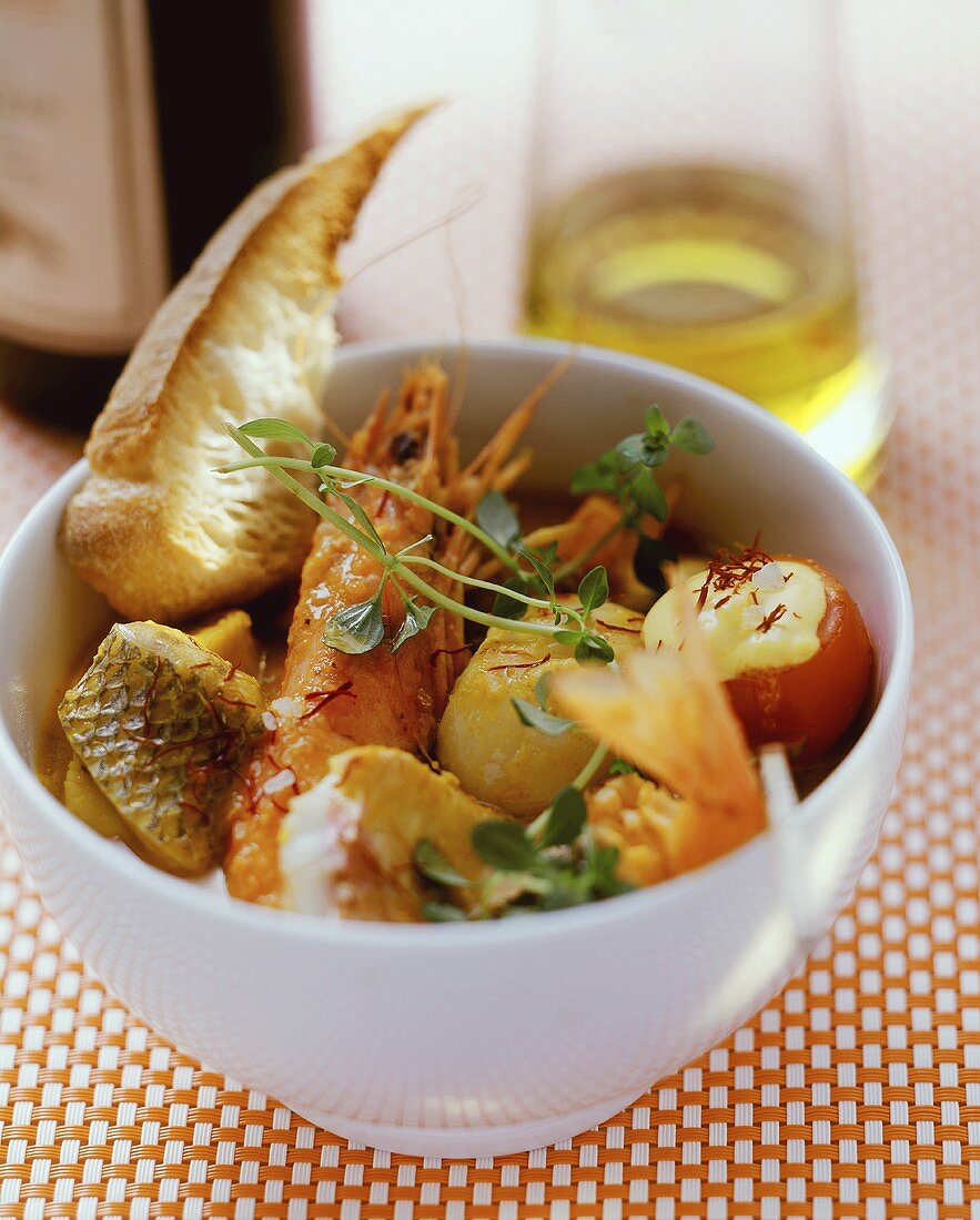 Bouillabaisse with rouille tomatoes