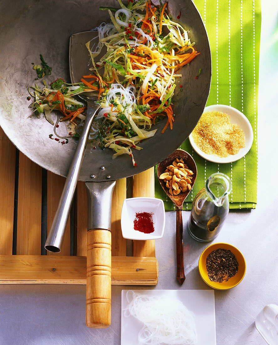 Vegetables in wok