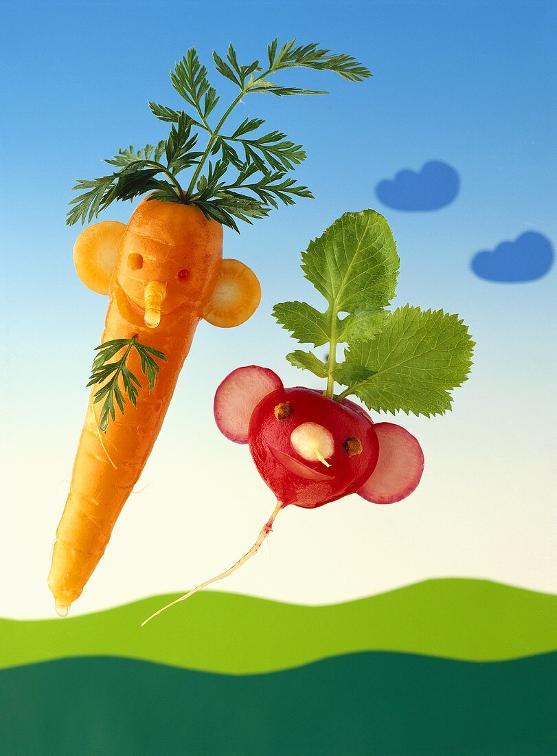 Carrot and radish figures