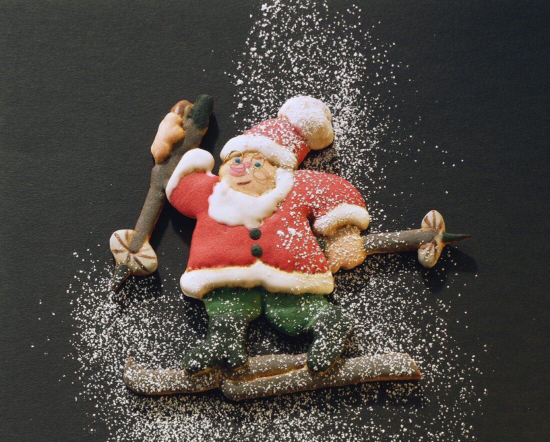 Gingerbread Father Christmas with icing sugar