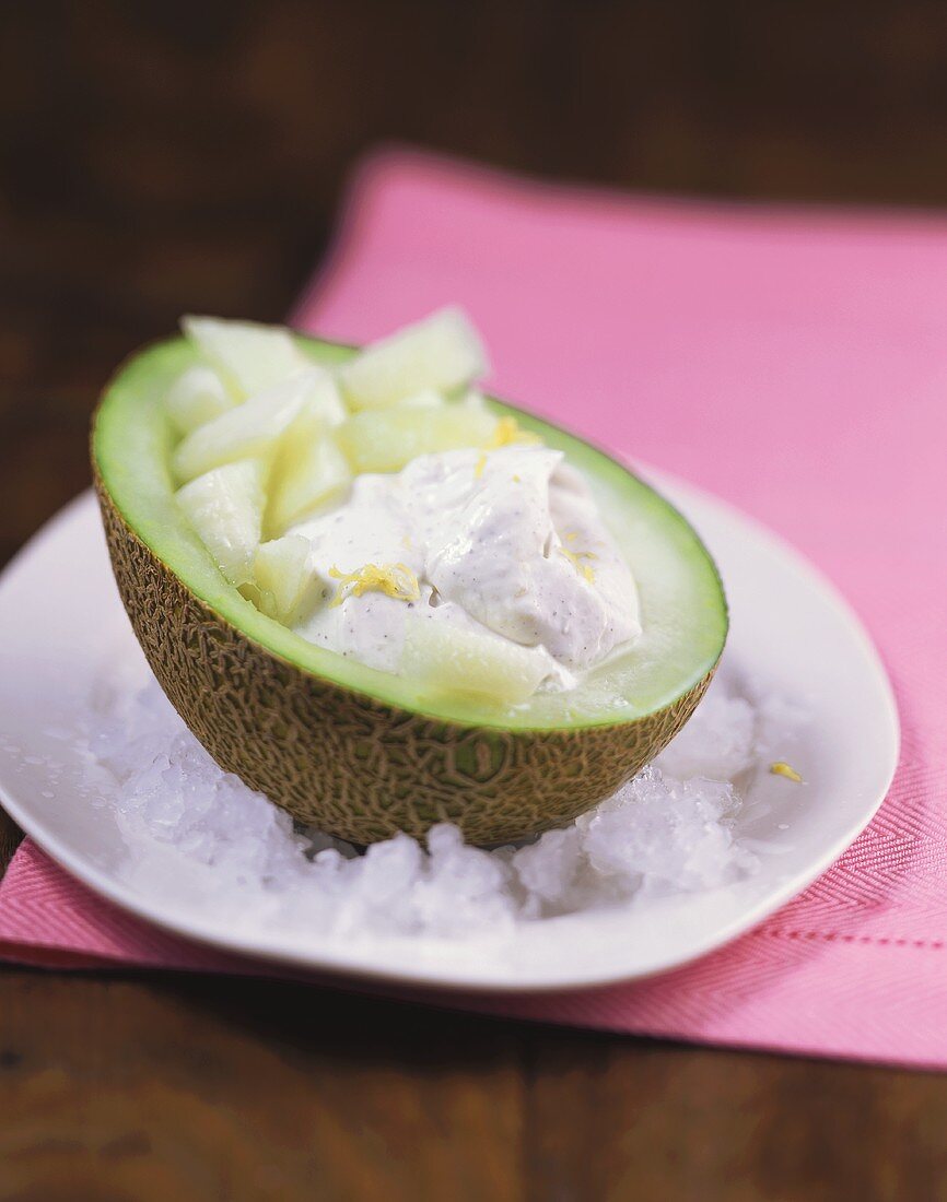 Honigmelonensalat mit Mascarponecreme