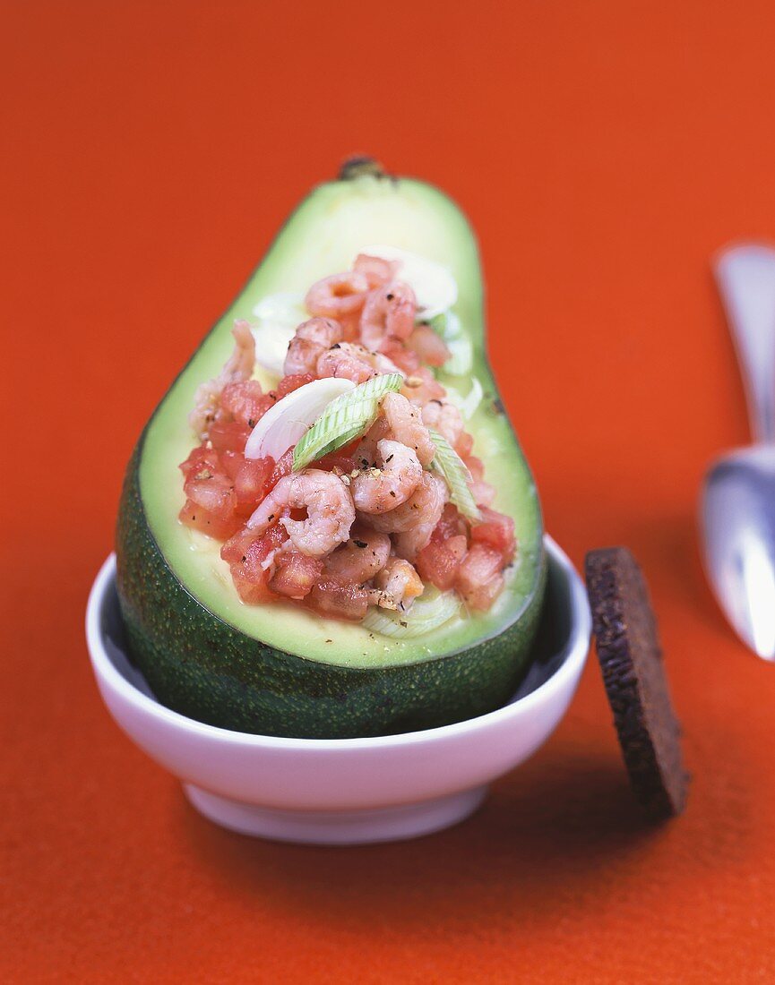 Avocado stuffed with shrimp salad