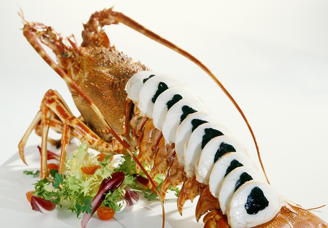 Langouste Bellevue (topped with truffle slices)