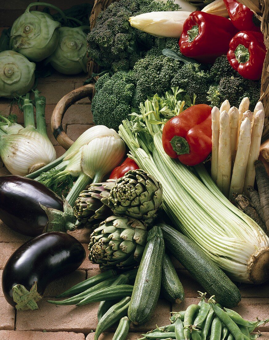 Still life with fresh vegetables