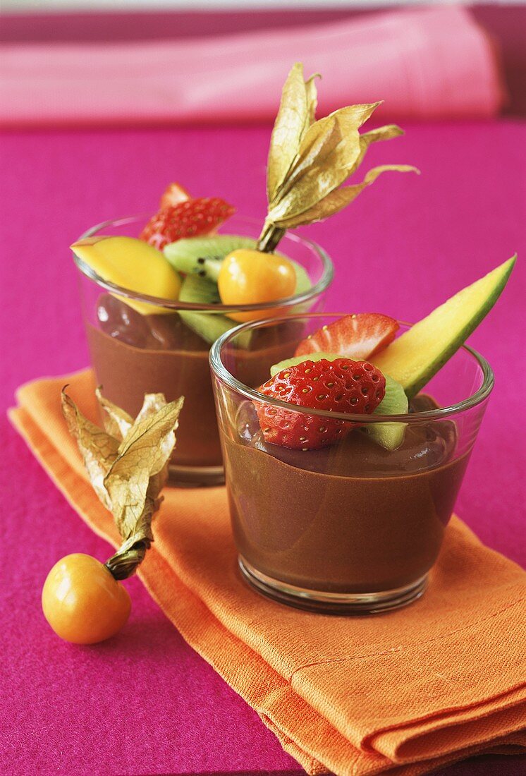 Chocolate cream with fruit