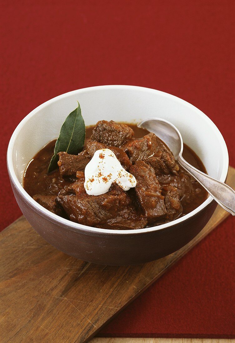 Beef goulash with sour cream