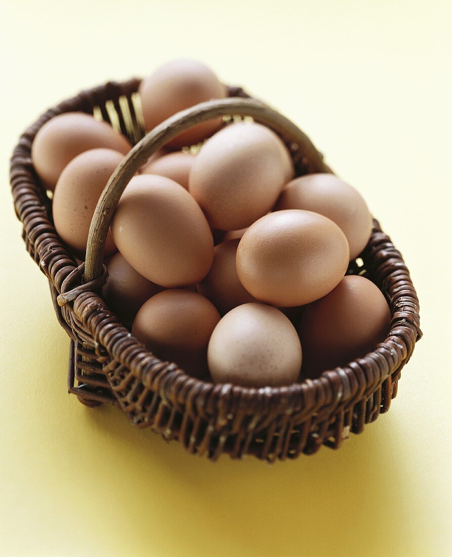 Basket of brown hen's eggs