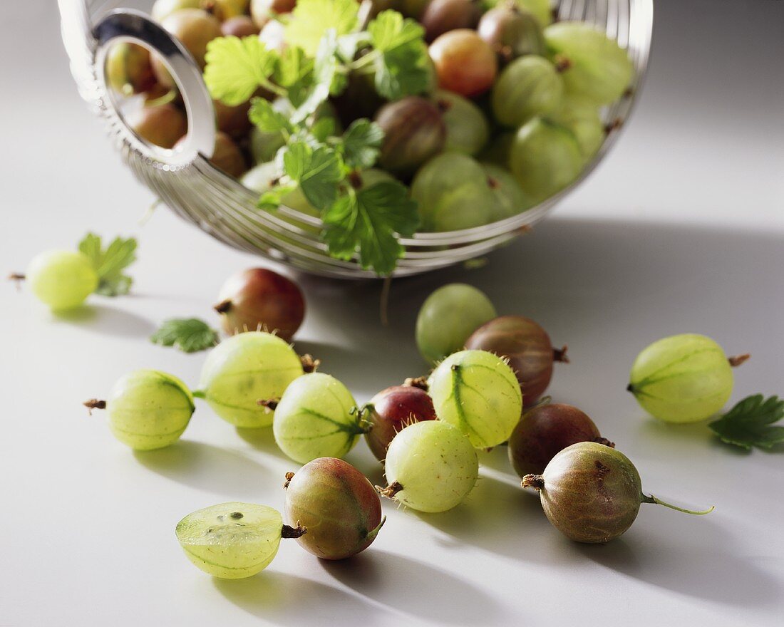 Green and red gooseberries