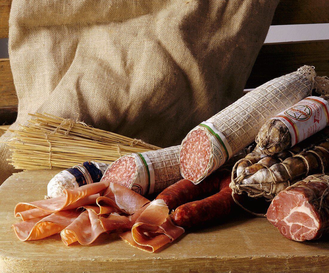 Still life with Italian sausages