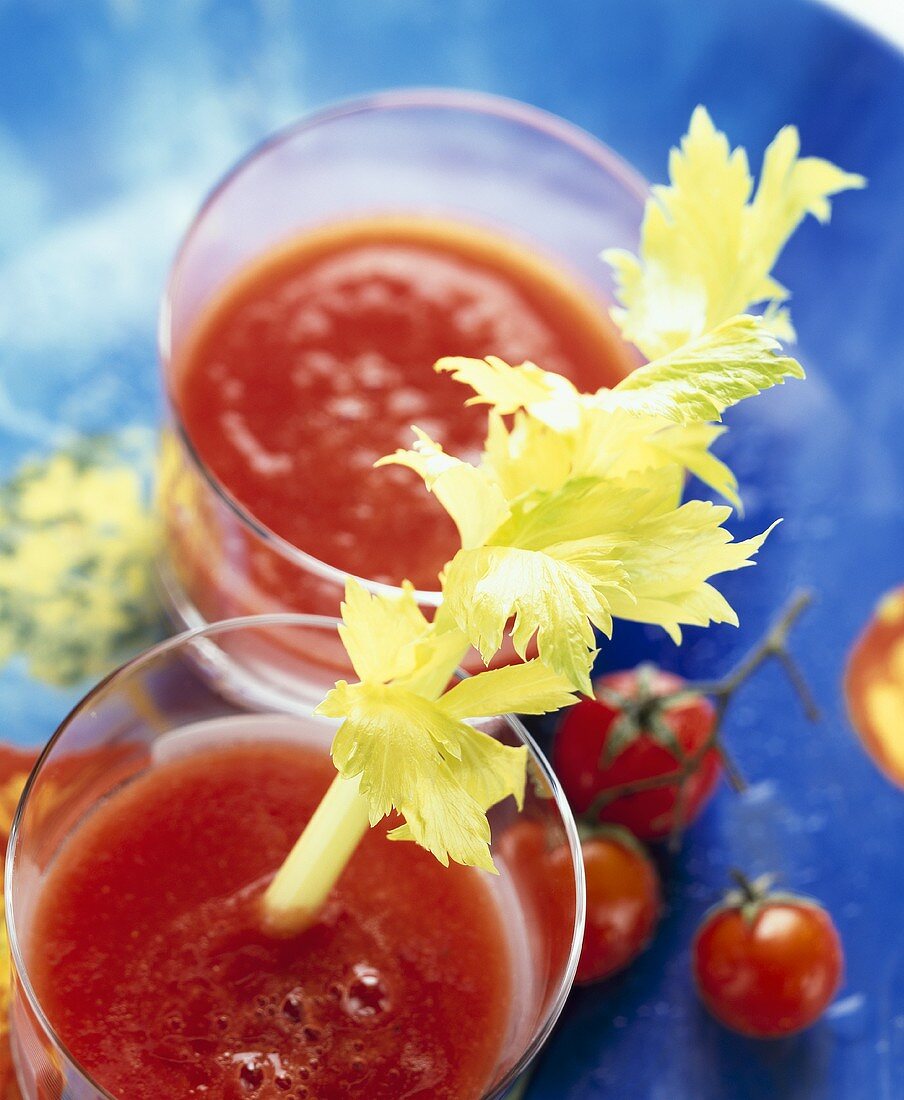 Spicy tomato drink with celery