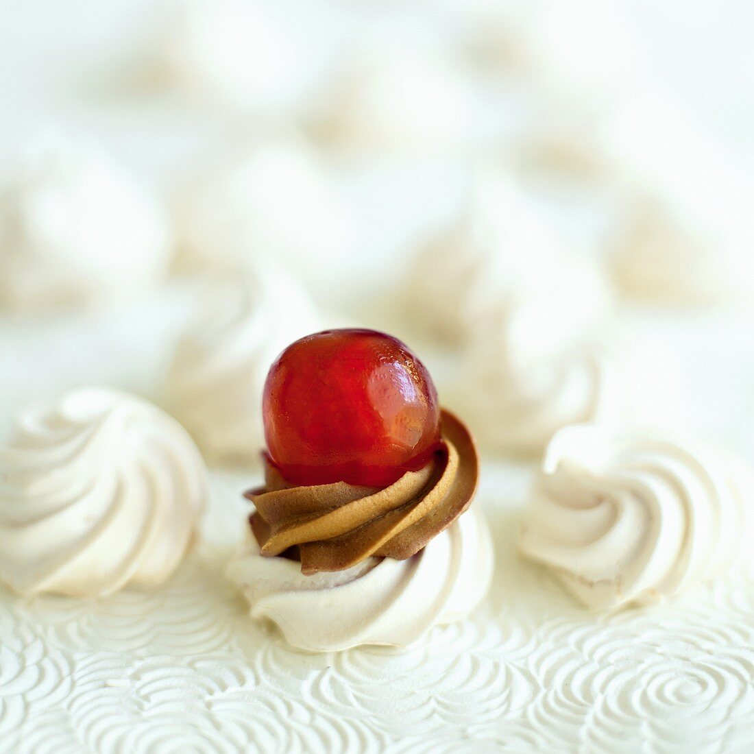Meringue cake with cherry