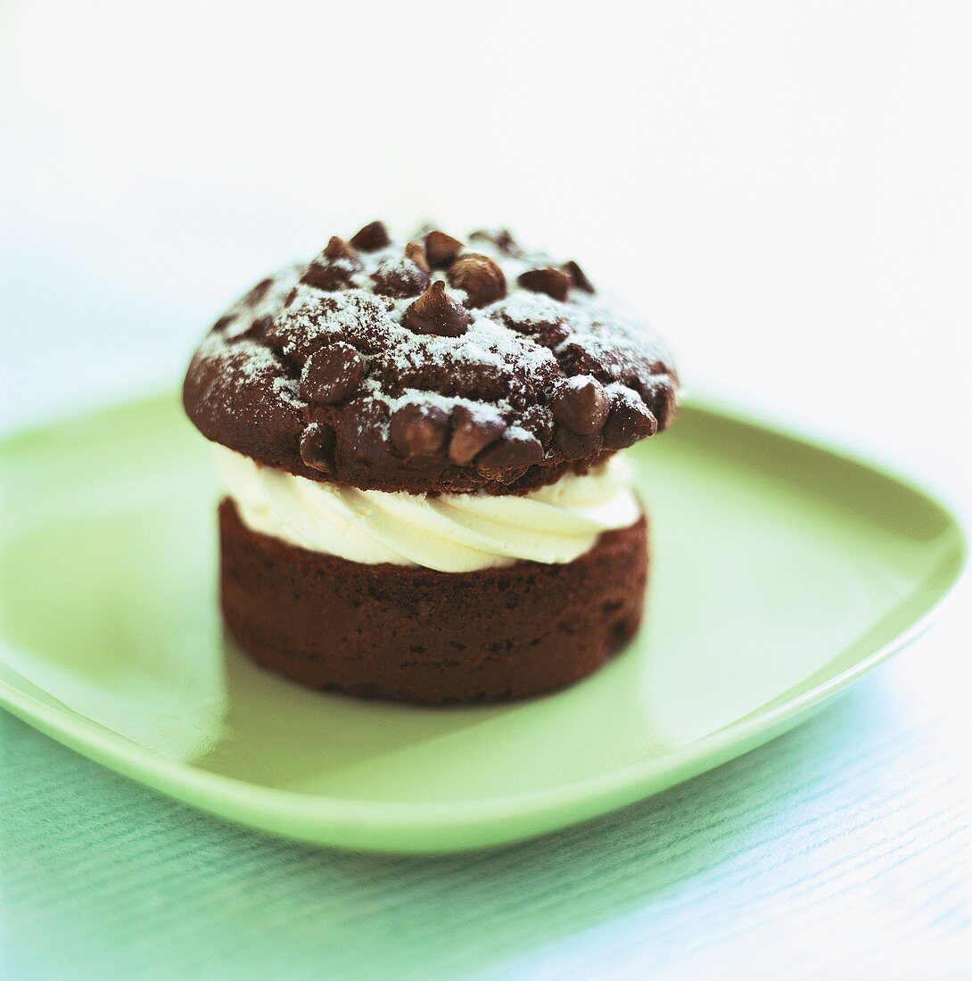 Chocolate muffin with cream filling