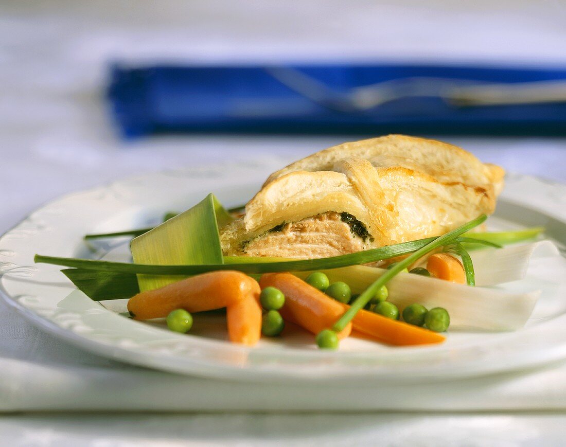 Salmon in puff pastry