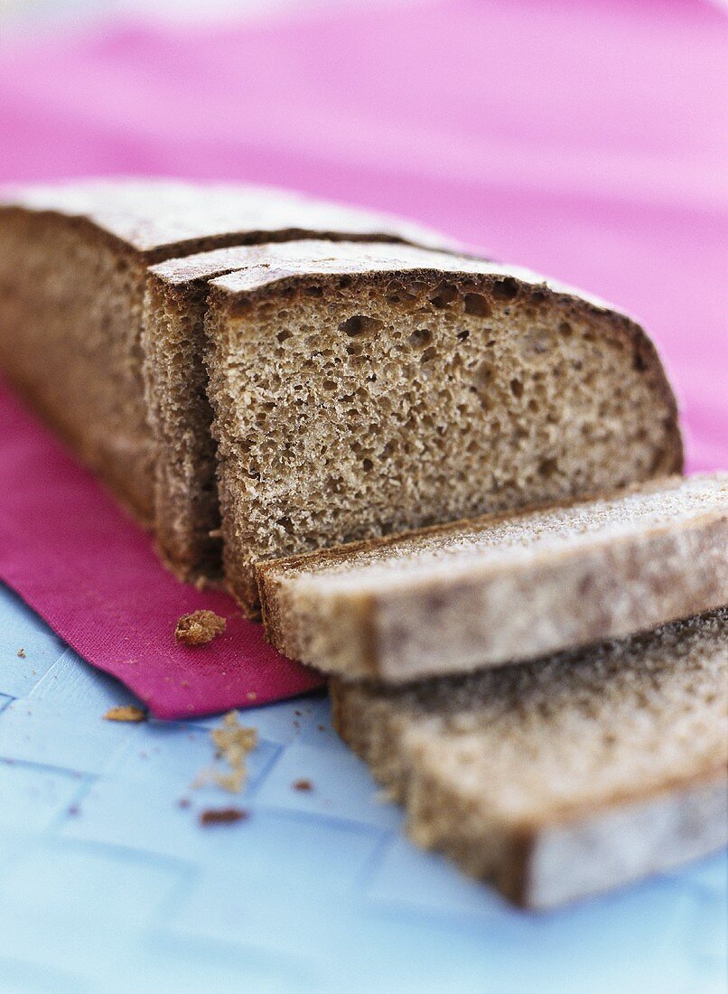 Farmhouse bread with slices cut