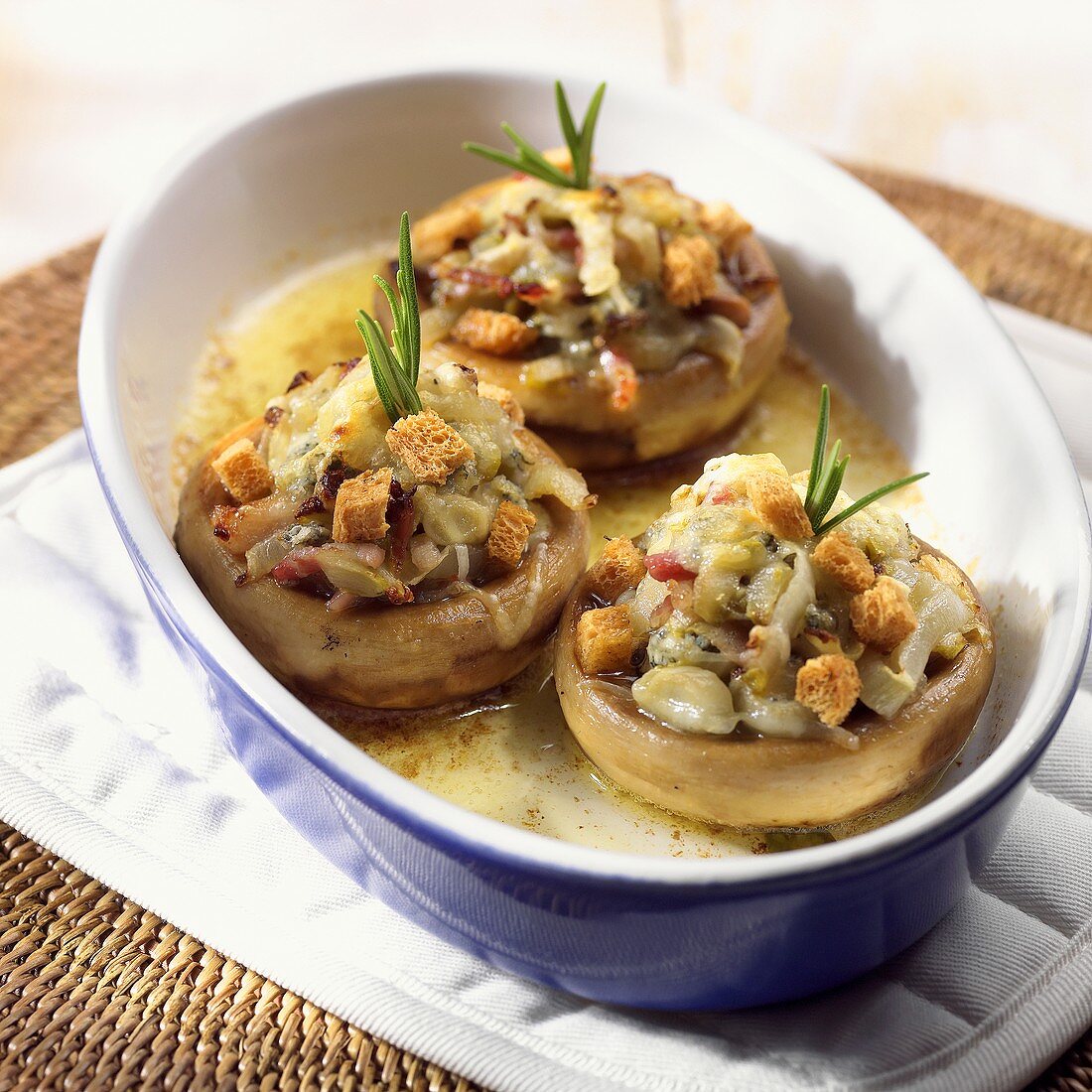 Stuffed, baked mushrooms