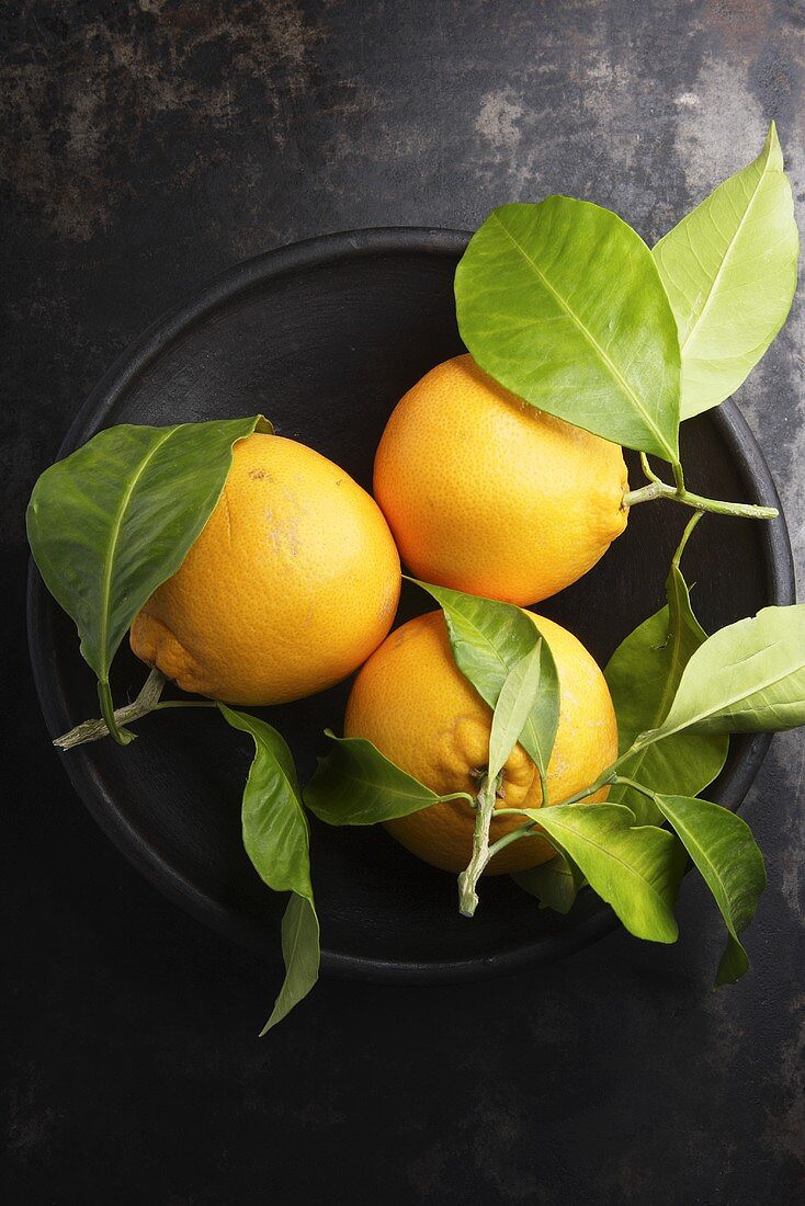 Blood oranges ('Tarocco' variety) in a bowl