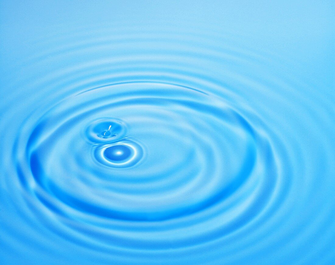 Drops falling into water and forming circles
