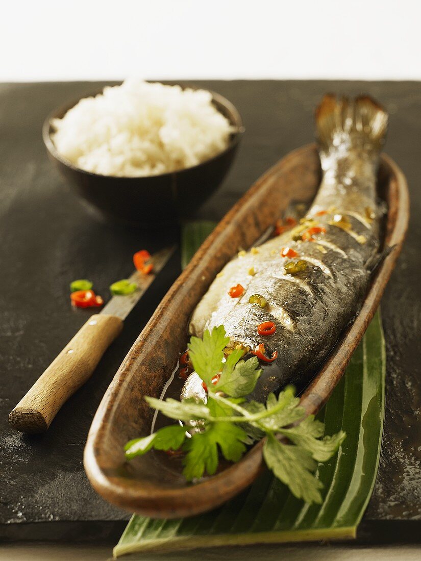 Korean steamed trout with chili