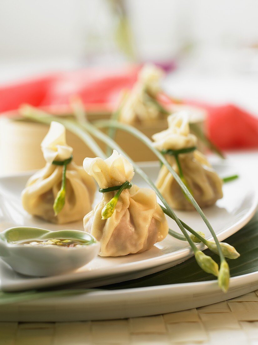 Thai dim sum with mince and vegetable filling
