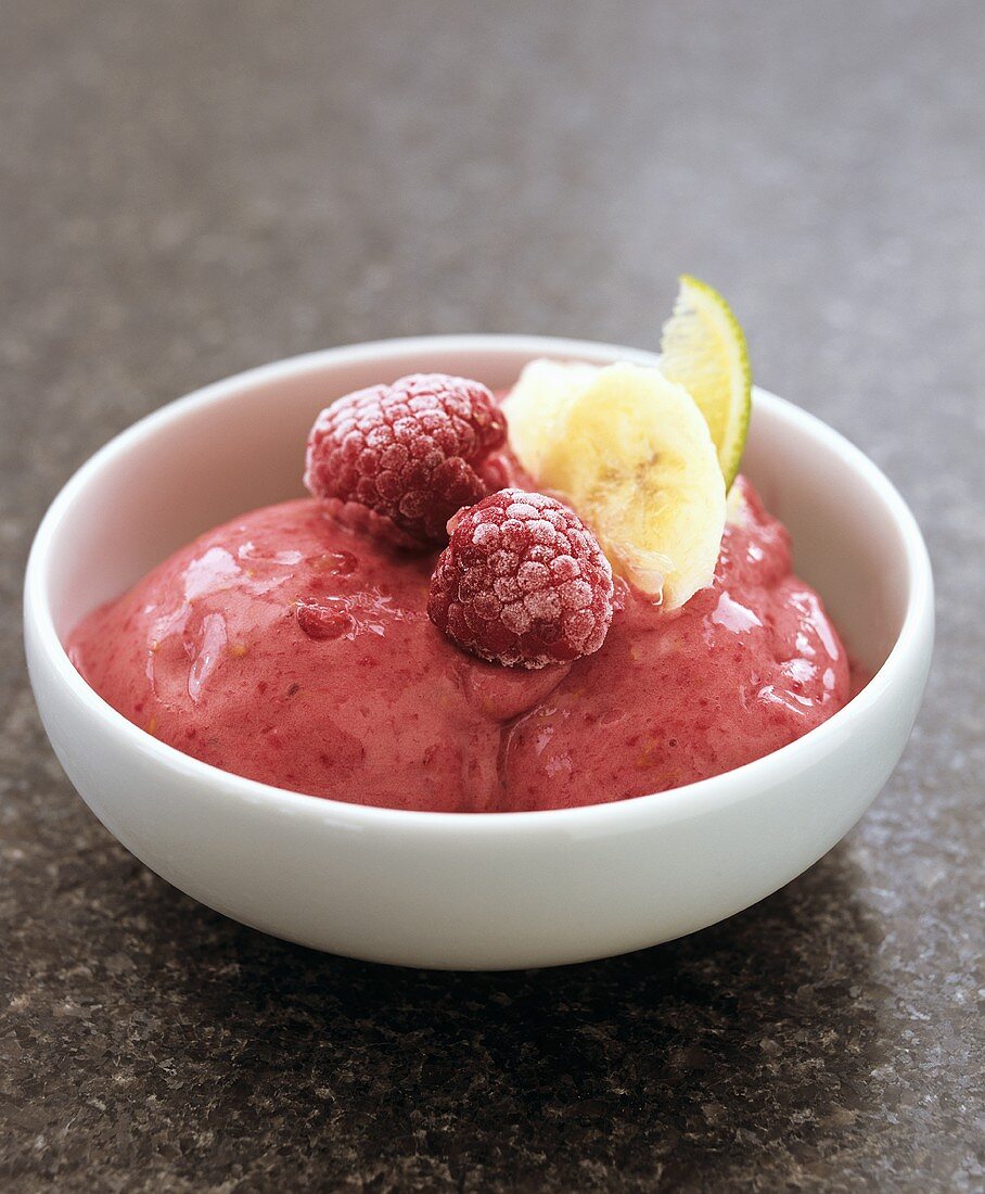 Raspberry and banana ice cream