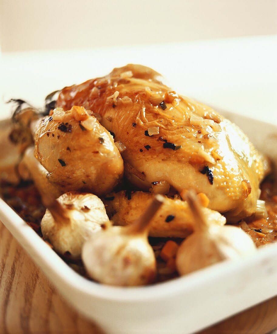 Roast chicken with garlic