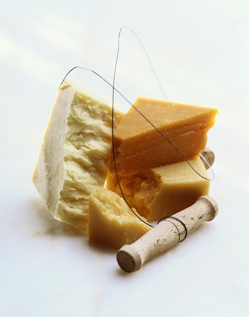 English cheeses with cheese wire