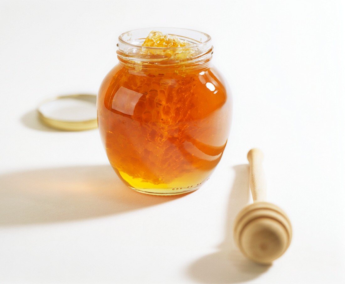 Honigglas mit Wabe