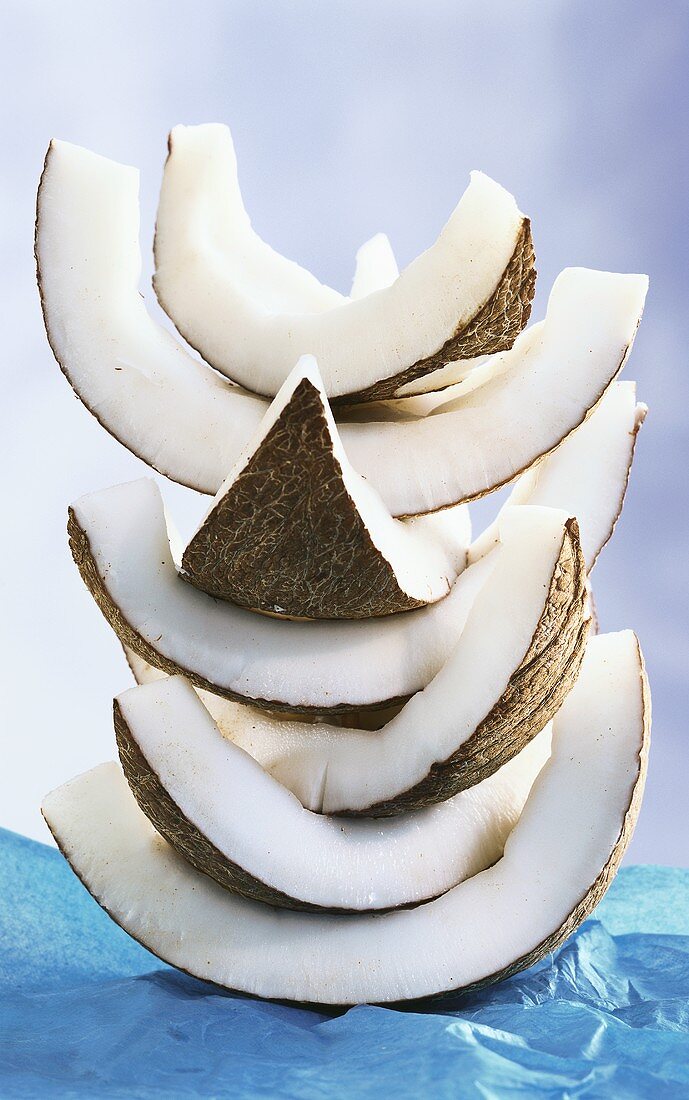 Pieces of coconut in a pile
