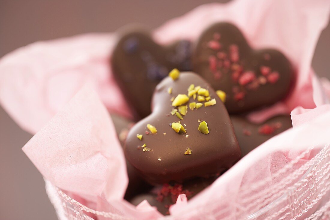 Heart-shaped chocolates