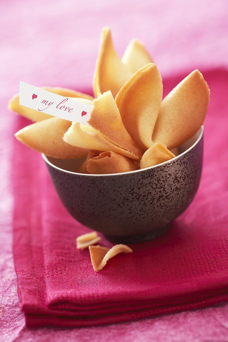 Chinese fortune cookies with love note