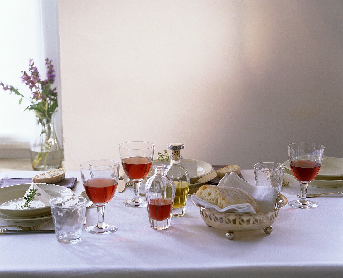 Table laid for Italian meal