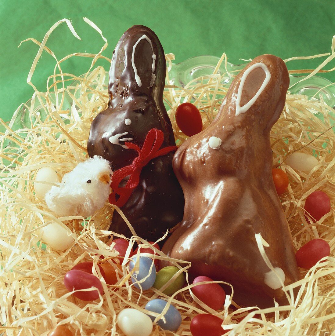 Nest with Easter Bunnies and sugar eggs
