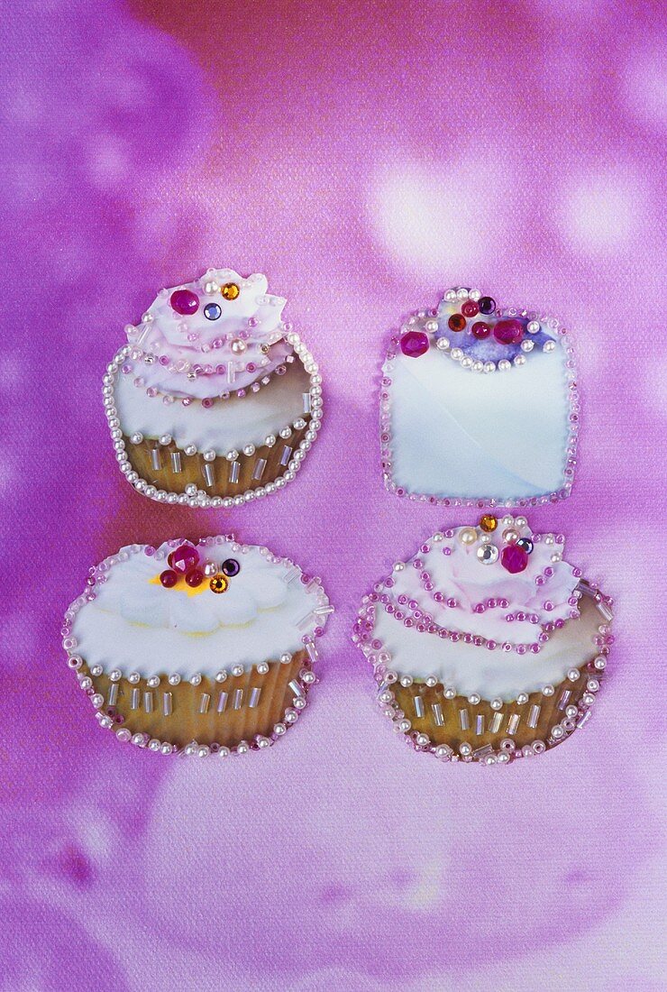 Decorated cup-cakes (collage)