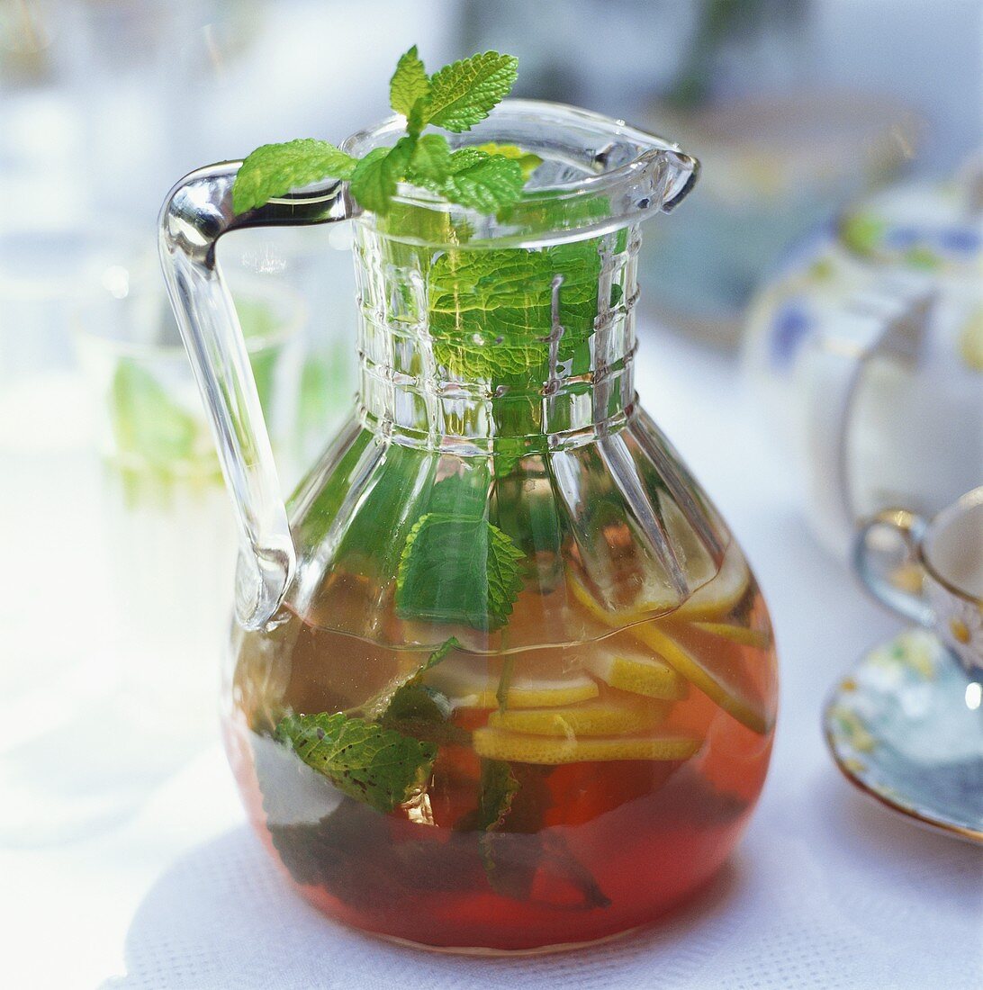 Home-made lemonade with mint