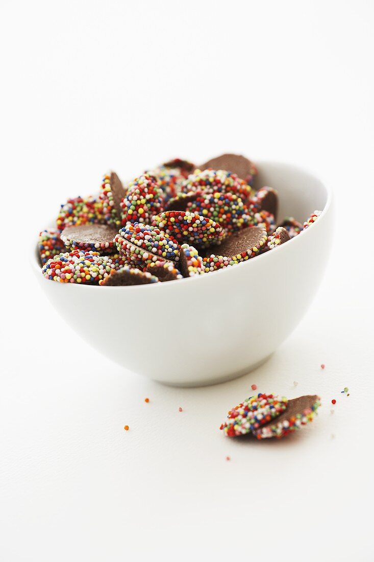 Chocolate flavour candy drops with sprinkles (Brown gems)