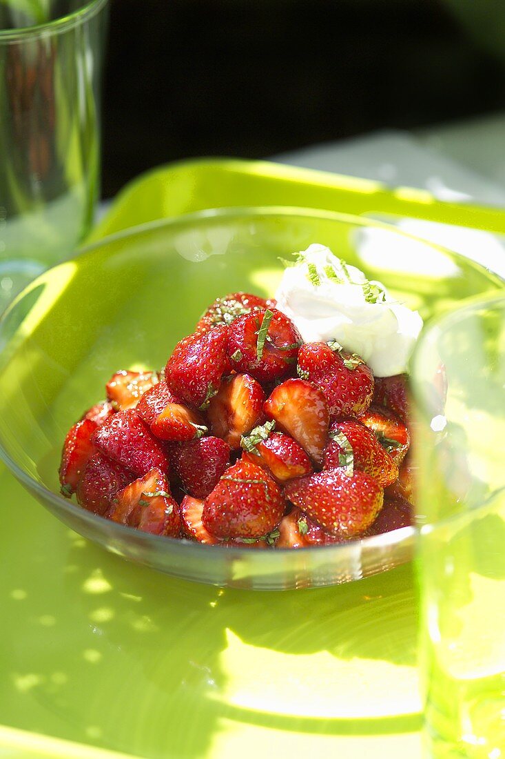 Strawberries with mint