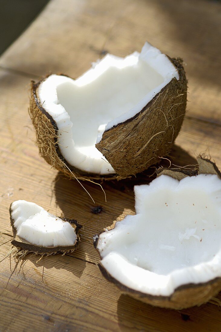 A coconut, broken open